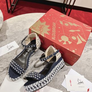 ChristianLouboutin metal studded wedge sandals