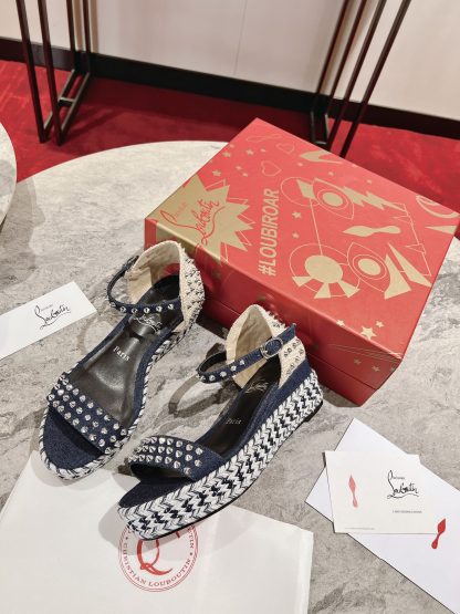 ChristianLouboutin metal studded wedge sandals