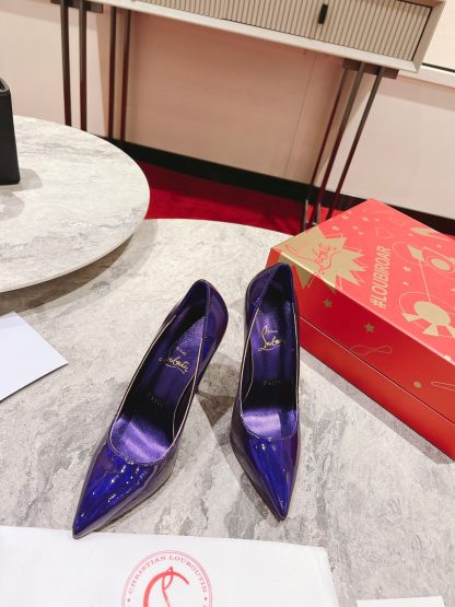 Christian Louboutin mirrored purple high heels
