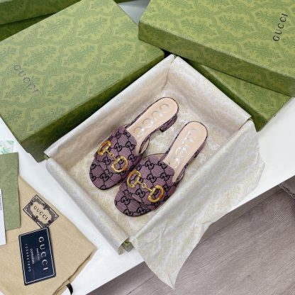 Gucci horsebit shallow design with square toe and three-dimensional square heel slippers - Image 2