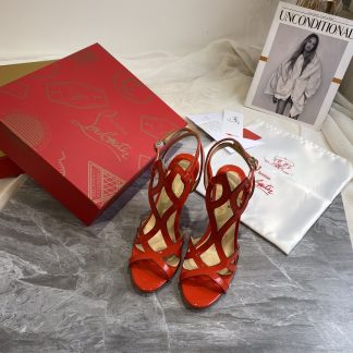 ChristianLouboutin patent leather glossy sandals high heels