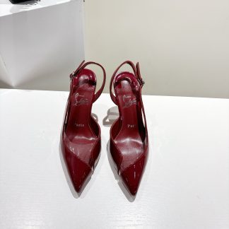 Christian Louboutin patent leather backless high-heeled sandals