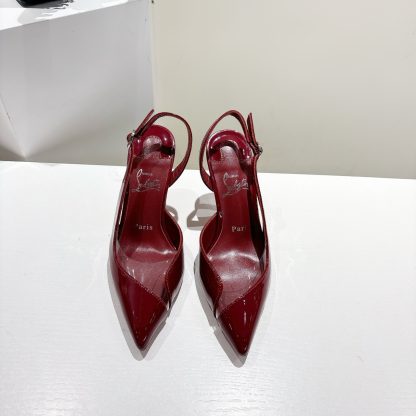 Christian Louboutin patent leather backless high-heeled sandals