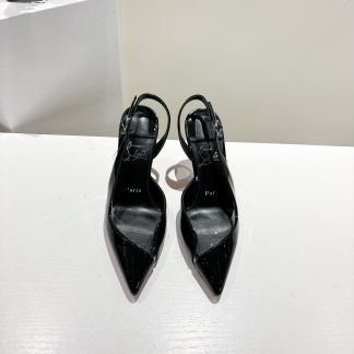 Christian Louboutin patent leather backless high-heeled sandals