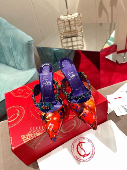 ChristianLouboutin rhinestone spike exquisite sandals high heels