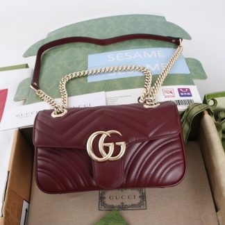 Gucci Wine Red Wave Pattern Quilted Handbag