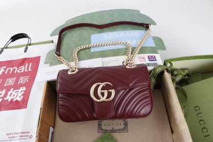 Gucci Wine Red Wave Pattern Quilted Handbag