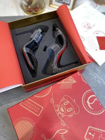 ChristianLouboutin transparent one-strap diamond sandals high heels - Image 2
