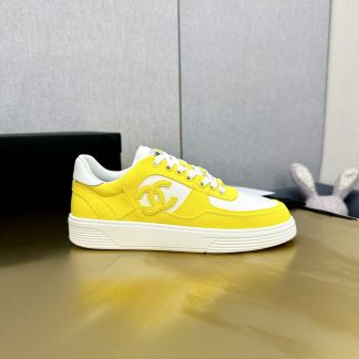 Chanel classic yellow and white mix and match fashion casual sneakers