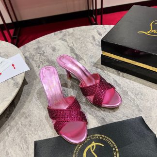 ChristianLouboutin elegant fish mouth diamond sandals high heels