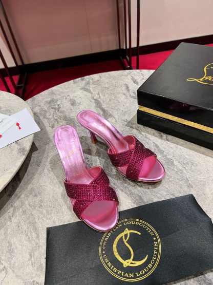 ChristianLouboutin elegant fish mouth diamond sandals high heels
