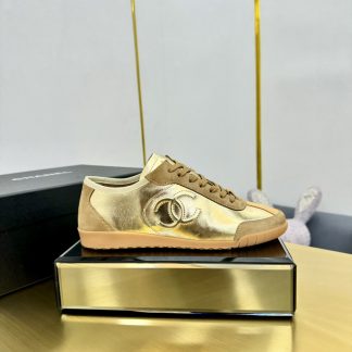 Chanel golden brown mix classic fashion casual sneakers