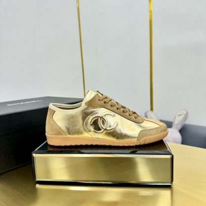 Chanel golden brown mix classic fashion casual sneakers
