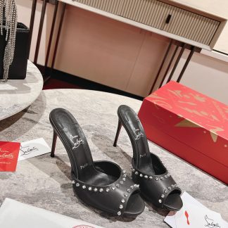 ChristianLouboutin fish mouth studded sandals high heels