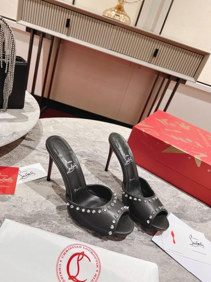 ChristianLouboutin fish mouth studded sandals high heels
