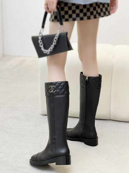 Chanel black autumn and winter high-end design classic comfortable leather boots
