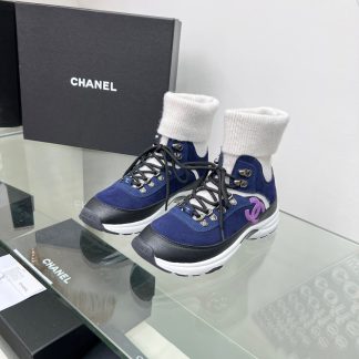 Chanel dark blue socks casual sneakers