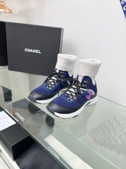 Chanel dark blue socks casual sneakers