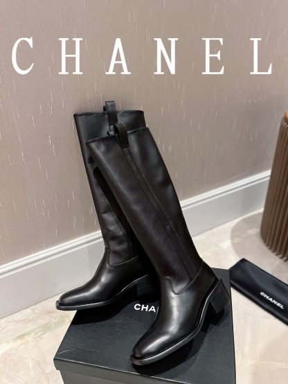 Chanel autumn and winter high-end custom black catwalk luxury boots