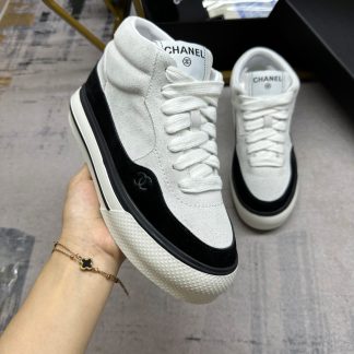 Chanel white and black latest couple sports high-top casual shoes