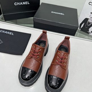 Chanel autumn and winter new brown and black versatile leather loafers