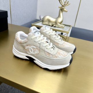 Chanel apricot orange mix classic fashion casual sneakers
