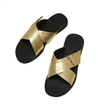 VERSACE Cross V Buckle Flat Sandals - Image 2