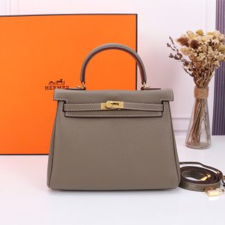 Hermes Elephant Grey Kelly Handbag Size 28cm 25cm