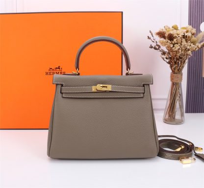 Hermes Elephant Grey Kelly Handbag Size 28cm 25cm