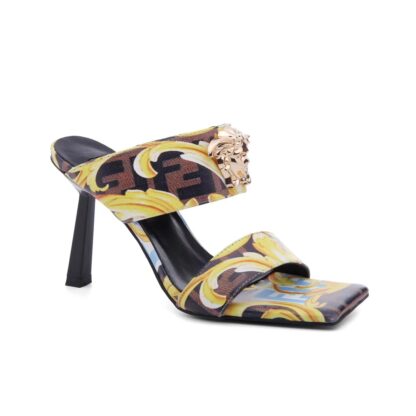 VERSACE Minimalist Comfortable Square Toe High Heels Sandals - Image 2
