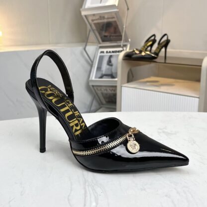 VERSACE patent leather open-back high heels - Image 2