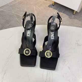 VERSACE new square toe chunky heel sandals high heels