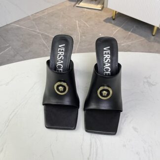 VERSACE new square head thick heel sandals high heels