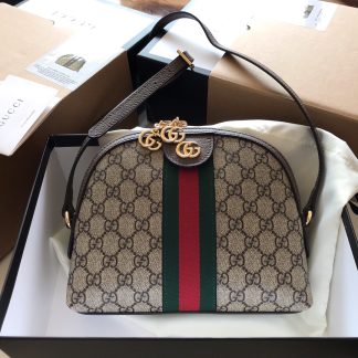 Gucci Floral Embroidered Striped Classic Shoulder Bag