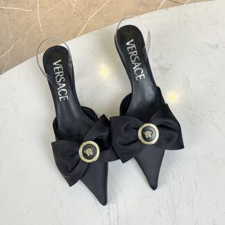 VERSACE Silk Bow Temperament Sandals High Heels