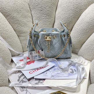 Chanel bag light blue lazy portable handbag