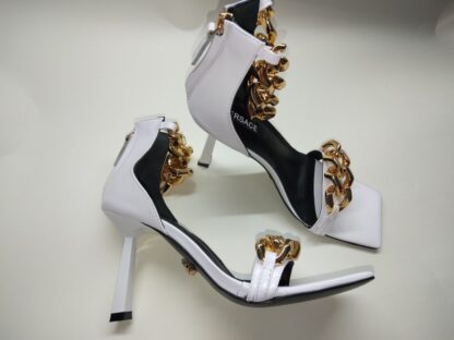 VERSACE SQUARE TOE CHAIN ​​HIGH HEELS - Image 2
