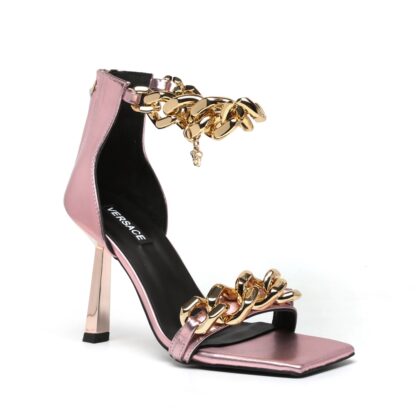 VERSACE SQUARE TOE CHAIN ​​HIGH HEELS - Image 2