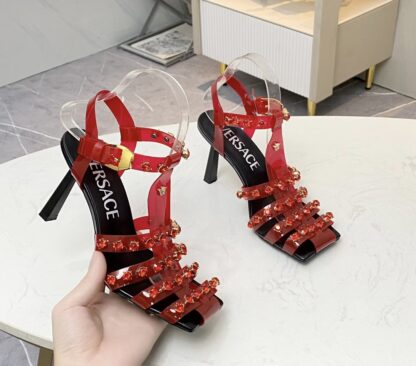 VERSACE CAGED Rhinestone Sandals - Image 2