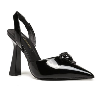 VERSACE elegant patent leather slingback sandals high heels - Image 2