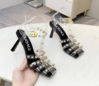 VERSACE stylish cage diamond sandals high heels - Image 2