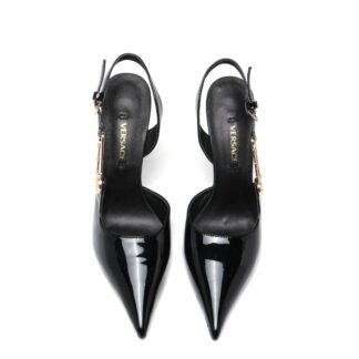 VERSACE stylish safety pin buckle elegant high heels