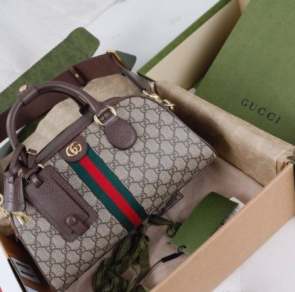 Gucci all-over letter interwoven pattern handbag