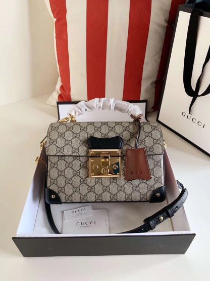 Gucci new Padlock series GG small bamboo silk print shoulder bag