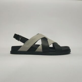 Hermès black and grey couple's woven sandals