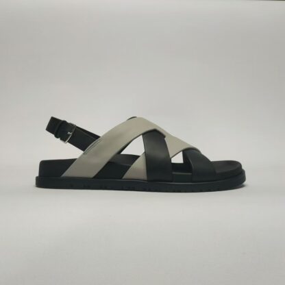 Hermès black and grey couple's woven sandals