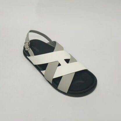 Hermès black, white and grey couple's braided sandals