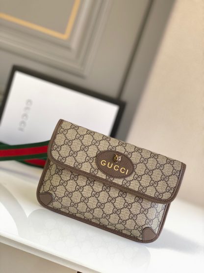 Gucci vintage style canvas woven strap shoulder bag