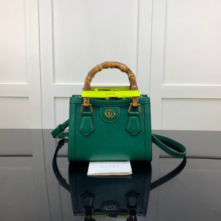 Gucci bamboo handle dark green shoulder bag
