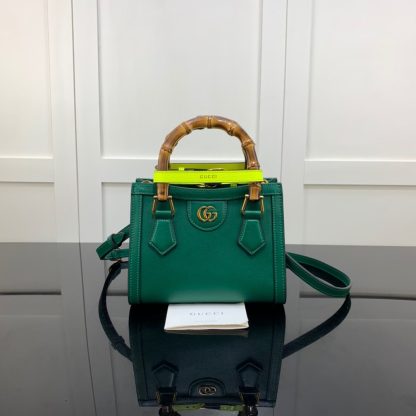 Gucci bamboo handle dark green shoulder bag